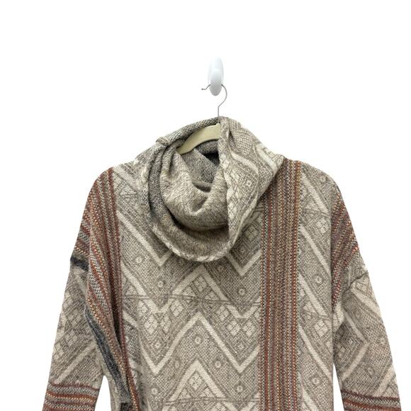 Free People Be The One Fringe Cowlneck Poncho Sweater Wool Alpaca Size Medium - Picture 5 of 12
